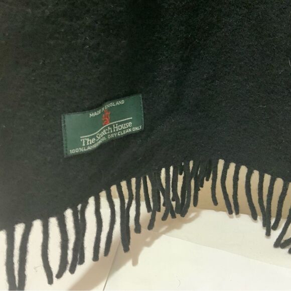 The Scotch House 100% Wool Lambswool black Scarf 12”x72” vintage - Picture 8 of 13
